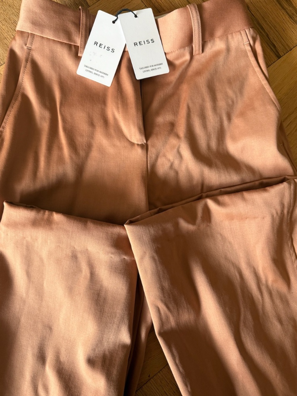NWT REISS Stretch-Wool Luna Flair Trousers - Rose - Picture 14 of 14
